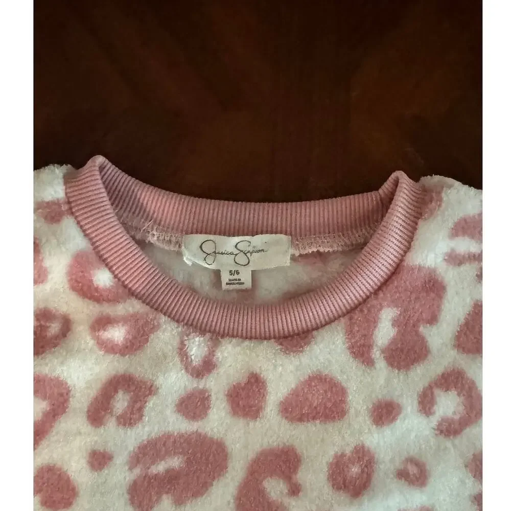 Jessica Simpson Girls Pullover Pink and White Leopard Print -Size 5/6